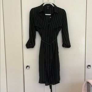 Forever 21 Black Striped Long Sleeve Dress